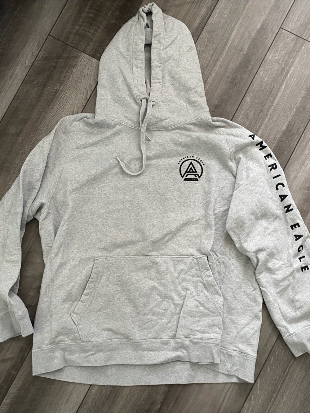 American Eagle Outfitters Light Gray Pullover Hoodie with Logo